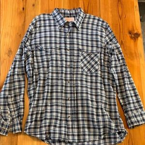 Filson. Blue Plaid long sleeve button down. XL